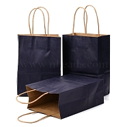 Kraft Paper Bags, Gift Bags, Shopping Bags, with Handles, Midnight Blue, 15x8x21cm(CARB-L006-A08)