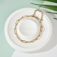 PVD Vacuum Plating 304 Stainless Steel Paperclip Chain Bracelet for Men Women, Golden, 7-1/8 inch(18cm)(X-BJEW-E031-02G-01)