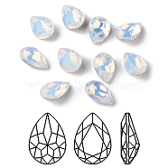 Faceted Teardrop K9 Glass Rhinestone Cabochons, Grade A, Pointed Back & Back Plated, White Opal, 18x13x6mm(RGLA-I001-18x13mm-031)