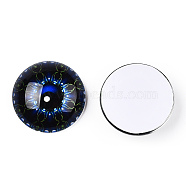 Glass Cabochons, Half Round with Eye, Kaleidoscope, Prussian Blue, 20x6.5mm(GGLA-T004-06I)