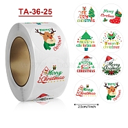 Paper Self-Adhesive Clothing Size Labels, for Clothes, Size Tags, Round with Christmas Theme, Mixed Color, 25mm(DIY-B077-01A-03)