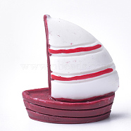 Resin Cabochons, Sailing Boat, White, 29~30x28x13.5mm(X-CRES-Q206-10A)