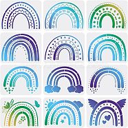 Plastic Reusable Drawing Painting Stencils Templates Sets, for Painting on Scrapbook Fabric Canvas Tiles Floor Furniture Wood, Rainbow Pattern, 21x29.7cm, 12pcs/set(DIY-WH0172-415)