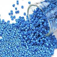 Cylinder Seed Beads, Opaque Colours Luster, Uniform Size, Royal Blue, 2x1.5mm, Hole: 0.8mm, about 888pcs/10g(X-SEED-H001-H04)