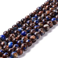 Assembled Synthetic Lapis Lazuli and Bronzite Beads Strands, Round, 8mm, Hole: 1.2mm, about 48pcs/strand, 15.75''(40cm)(G-K317-A26-2)
