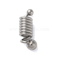 Non-Tarnish 304 Stainless Steel European Beads, Large Hole Beads, Spring Shape, Stainless Steel Color, 21x8x8mm, Hole: 5mm(STAS-G338-08P)