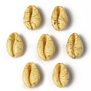 Natural Cowrie Shell Beads, No Hole/Undrilled, Dyed and Drawbench, Champagne Yellow, 18~22x12~14x7~8mm(X-SSHEL-N0232-08F)