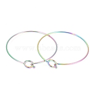 Ion Plating(IP) 304 Stainless Steel Expandable Bangle Making, Rainbow Color, 2-3/8 inchx2-1/2 inch(60x63mm)(STAS-F148-01M)