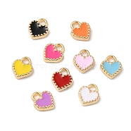 Eco-friendly Alloy Enamel Charms, Heart Charm, Mixed Color, 9x7x2mm, Hole: 1.6mm(PALLOY-M212-03G)