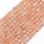 Natural Sunstone Beads Strands, Faceted, Round, 4mm, Hole: 0.5mm, about 105pcs/strand, 15.35 inch(39cm)(G-E411-13B-4mm)