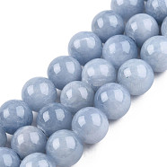 Natural Dyed Yellow Jade Beads Strands, Round, Light Steel Blue, 8.5mm, Hole: 1mm, about 40pcs/strand, 15.55 inch(39.5cm)(G-R271-8mm-YXS18-01)