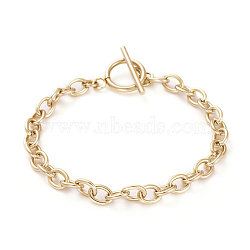 Unisex 304 Stainless Steel Cable Chain Bracelets, with Toggle Clasps, Golden, 7-5/8 inch(19.4cm), 5mm(BJEW-P245-39G)