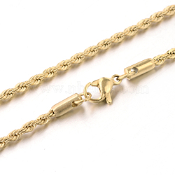 304 Stainless Steel Rope Chain Necklaces, with Lobster Claw Clasps, Golden, 15.7 inch(39.9cm)x2.5mm(NJEW-J032-20G)