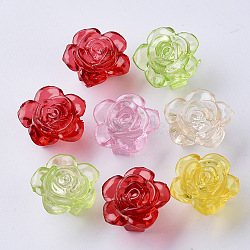 Transparent Acrylic Multi-Strand Links, Flower, Mixed Color, 18.5x19x12mm, Hole: 2mm, about 400pcs/500g(TACR-T010-001)