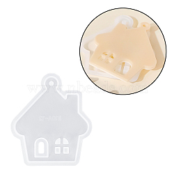 Christmas Theme DIY Silicone Pendant Molds, Resin Casting Molds, White, House, 98x85x6mm, Hole: 5mm(SIMO-G007-01K)