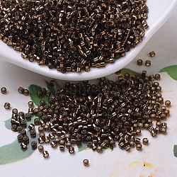 MIYUKI Delica Beads Small, Cylinder, Japanese Seed Beads, 15/0, (DBS0150) Silver Lined Root Beer, 1.1x1.3mm, Hole: 0.7mm, about 35000pcs/bottle, 10g/bottle(SEED-JP0008-DBS0150)