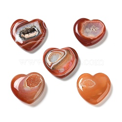 Natural Agate Beads Decorations, Dyed & Heated, Druzy Geode, Heart, 44~51x48.5~54x11.5~15mm(G-K320-02)
