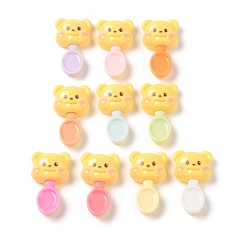 Opaque Resin Decoden Cabochons, Yellow Bear Spoon, Mixed Color, 33x18x9mm
