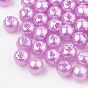 ABS Plastic Beads, Imitation Pearl , Round, Plum, 6x5.5mm, Hole: 1.5mm, about 4700pcs/500g