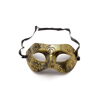 Plastic Masquerade Face Masks, with Stretch Band, Gold, 93x160x2mm