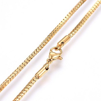 304 Stainless Steel Chain Necklaces, with Lobster Claw Clasps, Golden, 19.69 inch(50cm), 2mm