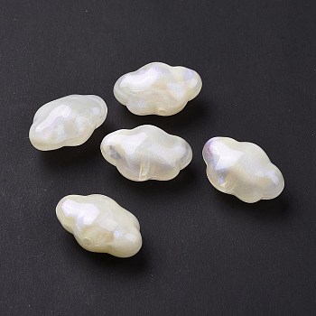 Opaque Acrylic Beads, Glitter Beads, Cloud, Beige, 16.5x26x13mm, Hole: 2mm, about 150pcs/500g