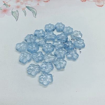Transparent Handmade Lampwork Beads, Paw Print, Sky Blue, 13x14mm