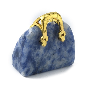 Natural Blue Spot Jasper Pendants, Handbag Charm, with Golden Tone Alloy Findings, 25.5x23.5x10mm, Hole: 6x4mm