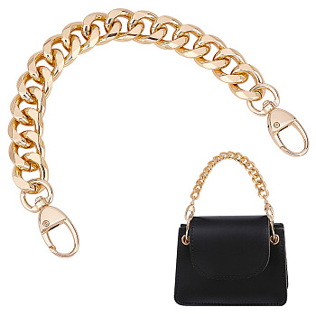 Aluminum Curban Chain Bag Handles, with Alloy Swivel Clasps, for Bag Replacement Accessories, Golden, 29cm