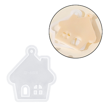 Christmas Theme DIY Silicone Pendant Molds, Resin Casting Molds, White, House, 98x85x6mm, Hole: 5mm