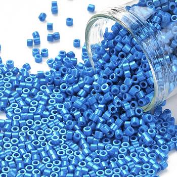 Cylinder Seed Beads, Opaque Colours Luster, Uniform Size, Royal Blue, 2x1.5mm, Hole: 0.8mm, about 888pcs/10g