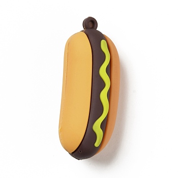 PVC Plastic Big Pendants, Imitation Food, Hot Dog, Colorful, 56x23x24mm, Hole: 3mm