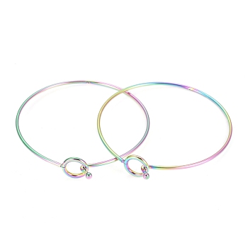 Ion Plating(IP) 304 Stainless Steel Expandable Bangle Making, Rainbow Color, 2-3/8 inchx2-1/2 inch(60x63mm)