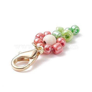 Décorations de pendentif de fleurs en perles de verre(HJEW-JM00729)-5