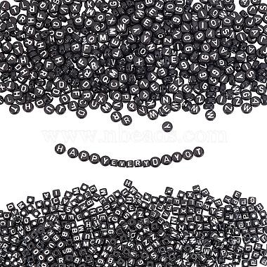 Black Letter A~Z Acrylic Beads