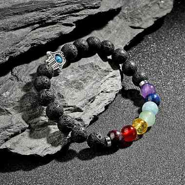 Chakra Jewelry Natural Lava Rock Bead Stretch Bracelets(X-BJEW-JB02272)-6