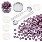 Sealing Wax Particles Kits for Retro Seal Stamp, with Stainless Steel Spoon, Candle, Plastic Empty Containers, Purple, 307pcs/set(DIY-CP0003-50Q)