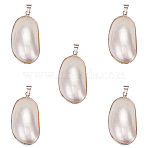 5Pcs Natural White Shell Mother of Pearl Shell Big Pendants, with Brass Findings, Oval, Platinum, 44x24x13mm, Hole: 4x5mm(SSHEL-SZ0001-04)