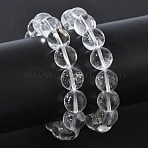 Natural Quartz Crystal Round Beaded Stretch Bracelets, Inner Diameter: 2.19 inch(5.55cm), bead: 12.5mm(GG-CBA12F1-02E-12)