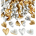 50Pcs 2 Colors Opaque Resin Heart Drawing Pins, with Iron Findings, Platinum, Mixed Color, 15mm, 25pcs/color(AJEW-ME00018)