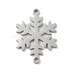 Non-Tarnish 304 Stainless Steel Connector Charms, Christmas Snowflake Links, Stainless Steel Color, 19x13.5x1mm, Hole: 1.2mm(STAS-P344-03P)