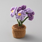 Handmade Knitting Crochet Artificial Flowers Potted, DIY Myosotis Sylvatica for Home Table Car Decor, Lilac, 40x42.5x114mm(DJEW-WH0042-33A)