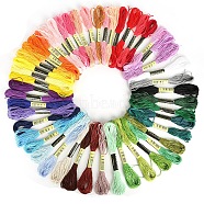 50 Skeins 50 Colors 6-Ply Cotton Embroidery Floss, Cross-stitch Threads, for DIY Sewing, Mixed Color, 1.2mm, about 8.20 Yards(7.5m)/skein, 1 skein/color(PW-WG66837-08)