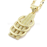 Brass Pendants Necklace, Hollow Theme, Ring, 17.36 inch(441mm)(NJEW-B101-02G-02)