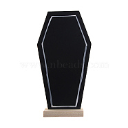 Halloween Coffin Chalkboard Signs with Wood Base Stand, Message Boards, for Resetaurant, Hotel, Bar Tabletop, Black, 150x75x35mm(DARK-PW0001-046)