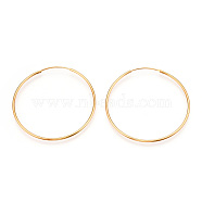 925 Sterling Silver Earring Hoop, with 925 Stamp, Real 18K Gold Plated, 50.5mm, Pin: 0.8mm(STER-T007-112G-01)