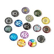Mosaic Printed Glass Half Round/Dome Cabochons, Mixed Color, 16x5mm(GGLA-N004-16mm-G)