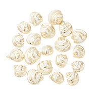 Natural Sea Shell Pendants, Shell Shape Charms, with Light Gold Tone Brass Findings, 17.5~26x16.5~26x4~7.5mm, Hole: 1.4~1.8mm(SHEL-F005-06LG)