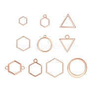 10Pcs Alloy Open Back Bezel Pendants and Links, Filling Accessories, for Epoxy Resin, Resin Jewelry Making, Mixed Shapes, Rose Gold, 10~22x10~22mm(PALLOY-YWC0002-01RG)