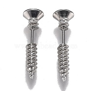 Vacuum Plating 304 Stainless Steel Unisex Punk Hip-hop Rock Nail Shape Screw Pierced Stud Earrings, Light Grey, 25.5x7mm, Pin: 1mm(EJEW-F261-01A)